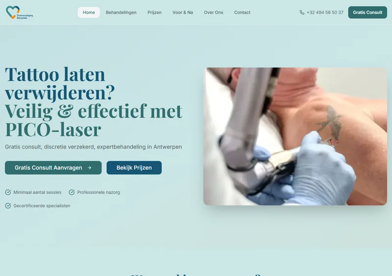 Schermafbeelding van de website Tattoo Laten Verwijderen